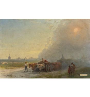 Ox Carts In The Ukrainian Steppe