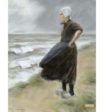 Dutch Woman Standing In The Dunes