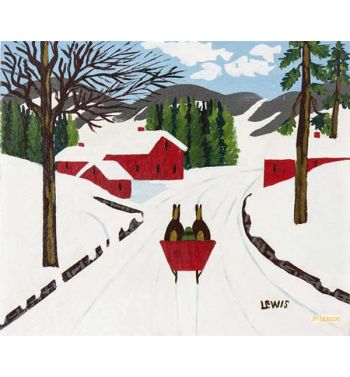 Red Sleigh On Winter Road