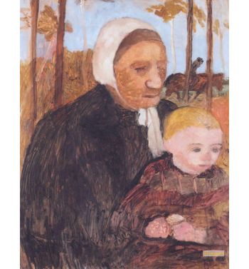 Bauerin Mit Kind Im Hintergrund Ein Reiter 1904