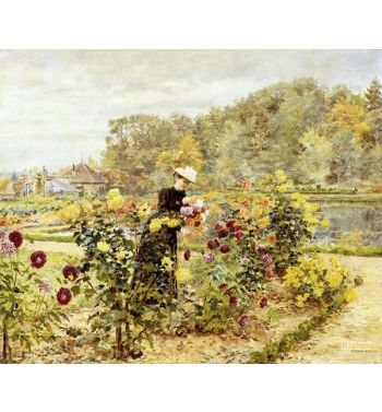 An Elegant Woman In A Rose Garden