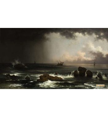 Coastal Scene With Sinking Ship 1863