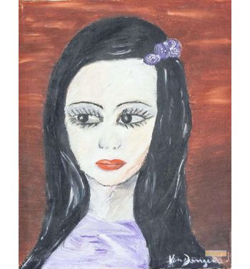 Portrait Of Woman In Red Background