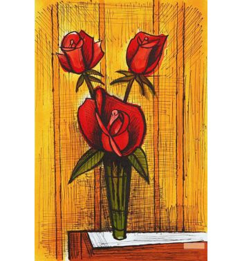 Roses Rouges Sur Fond Orange