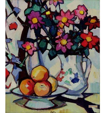 Still Life Of Dahlias And Fruit, c1910 12