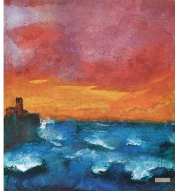 Moving Blue Sea At Sunset