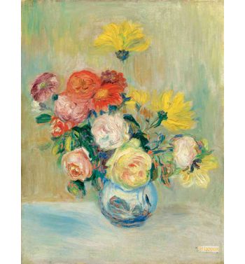 Vase Of Roses And Dahlias