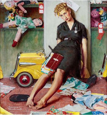 Tired Salesgirl on Christmas Eve