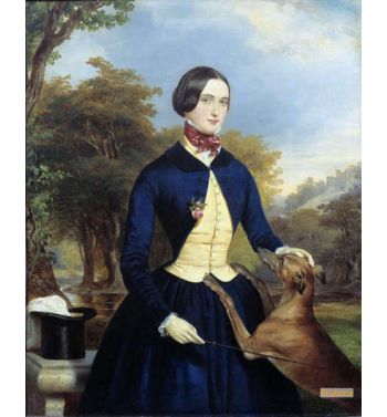 Portrait Of A Woman In An Amazon With Her Dog