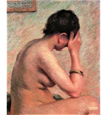 Woman Seated On The Corner Of A Be