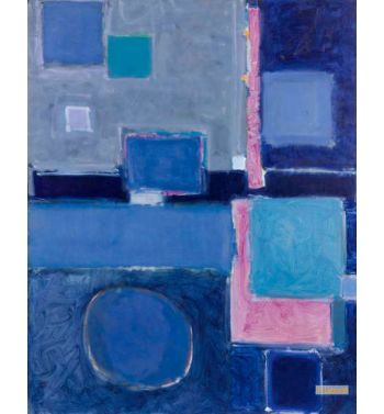 Blue Painting Squares and Disc