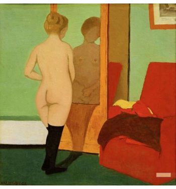 Female Nude In Front Of Mirror Cabinet