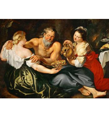 Lot And His Daughters In A Rock Grotto