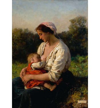 Jeune Mère Allaitant Son Enfant