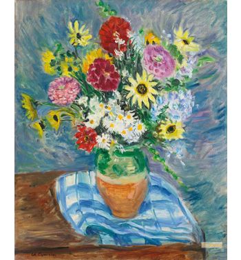 Bouquet Of Flowers On A Checkered Tablecloth, 1935