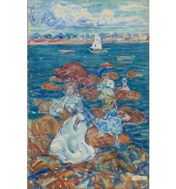 Low Tide, Figures And Rocks