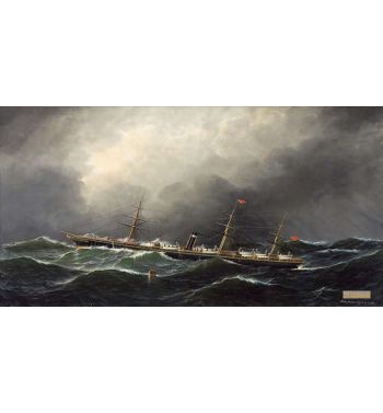 The City Of Berlin Steamship On High Seas, New York