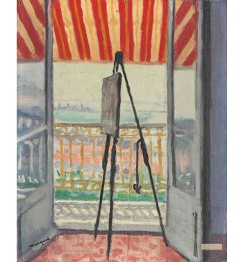 The Balcony With Striped Blind