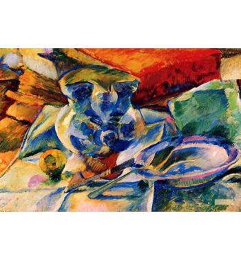 Still Life Of Earthenware, Cutlery And Fruit, 1915