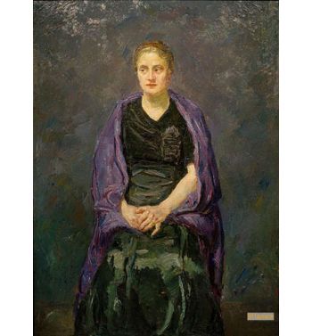 Portrait Minna Beckmann With Purple Scarf