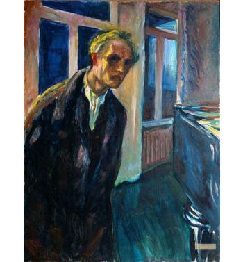 Self Portrait Or Man Walking Night Painting