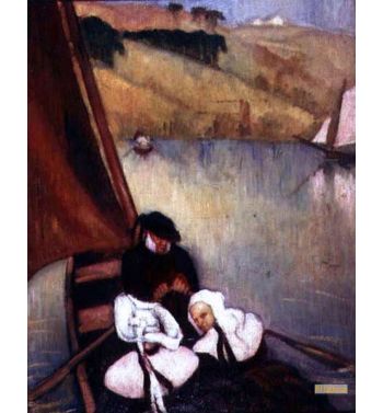 Breton Women In A Ferry Boat c1900