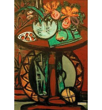 Still Life With Orange Pink Orchids