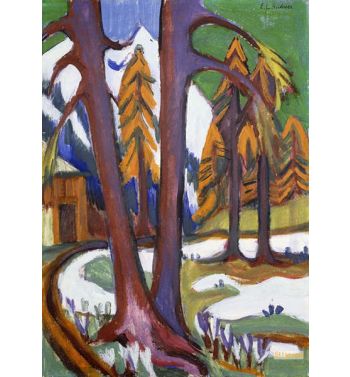 Mountain Early Spring With Larchen, Berg Vorfruhling Mit Larch