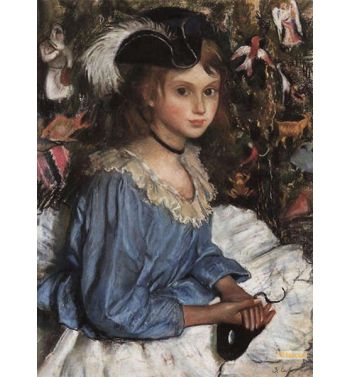 Katya In Blue Dress By Christmas Tree