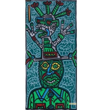 Greenish Headed With Appearance Closely, On The Hat In Question, Glasses And Flowers, 1987