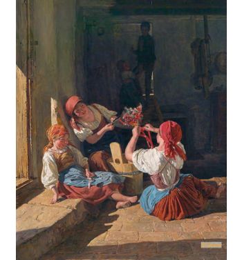 Children Decorating A Conscript's Hat