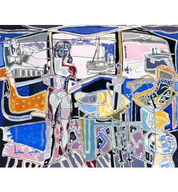 Harbour Window with Two Figures St IVes July