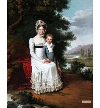 A Portrait Of A Mother And Her Son In A Landscape