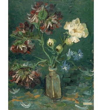 Vase With Myosotis And Peonies