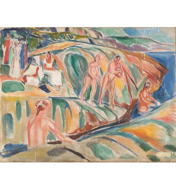 Sunbathing Women On Rocks, 1915