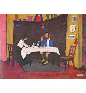 Kandinsky And Erma Bossi At The Table In The Murnau House 1912