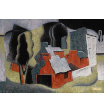 Landscape With Tree And Houses