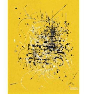 Composition Noir Et Blanc sur Jaune Black and White Composition on Yellow