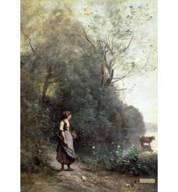 A Peasant Woman Grazing A Cow At The Edge Of A Forest c1865 70