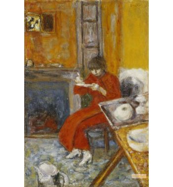 Woman In Red Dress, Woman In Red Bathrobe