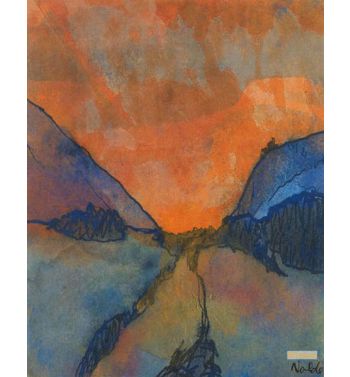 Mountain Landscape, Valley With Evening Red