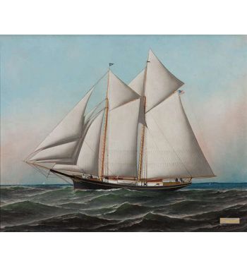 Portrait Of An American Yacht Flying Flag Of Ny Yacht Club, 1887