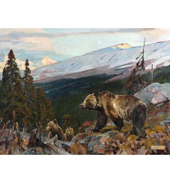 Grizzly Bear and Cubs