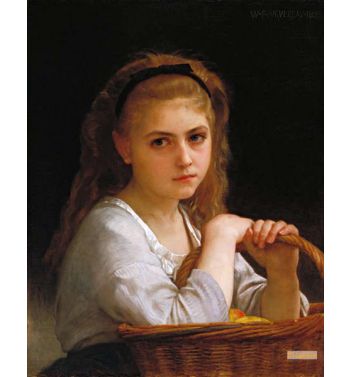 Young Girl With A Basket Of Fruit