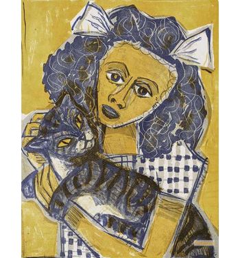 Picture Girl With Cat, 1956