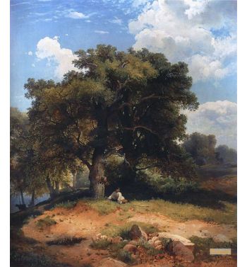 Landscape With Oak Trees And A Shepherd