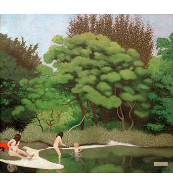 Sunny Undergrowth Landscape, With Two Women And A Child