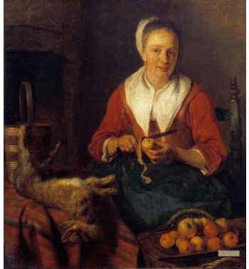 The Apple Peel A Woman Peels Apples To Cook With A Rabbit