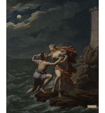 Hero And Leander On The Rocks In Moonlight