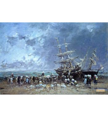 Unloading The Newfoundland Fishing Boat 1873